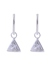 Pair of White Triangle shape Cz Earring in 92.5 Sterling Silver 14 MM Hoop