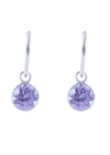 Pair of Light Purple Round shape Cz Earring in 92.5 Sterling Silver 14 MM Hoop