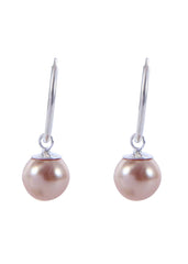 Pair of Golden colour Pearl Hangings in 92.5 Sterling Silver 14 MM Hoop