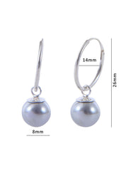 Pair of Silver colour Pearl Hangings in 92.5 Sterling Silver 14 MM Hoop