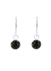 92.5 Sterling Silver 14 mm Hoop Earring with Black Crystals Bal