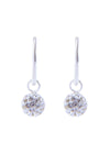 Pure 92.5 Sterling Silver 14 mm Hoop Earring with White Crystals Balls