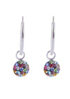 Pure 92.5 Sterling Silver 14 mm Hoop Earring with Multi Color Crystals Balls
