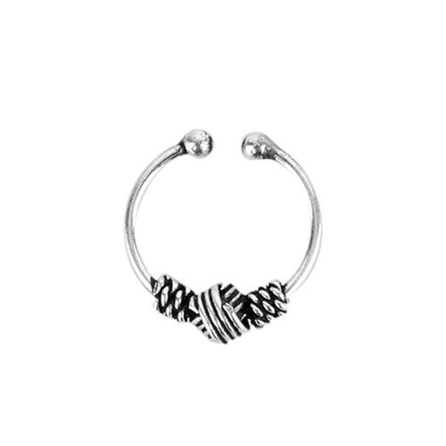 Pure 92.5 Sterling Silver Designer Press On Knots Nose Ring with No Piercing required - Default Title - Abhooshan