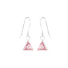 pair of Triangle shape Cz Earring in 925 Silver Ear Wire (Pink)