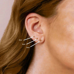 3 mm Gold Plated Piercing Ball 925 Silver Stud Earrings - Studs