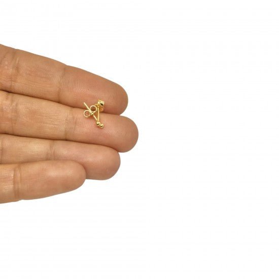 3 mm Gold Plated Piercing Ball 925 Silver Stud Earrings - Studs
