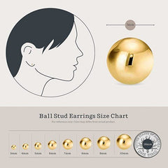 3 mm Gold Plated Piercing Ball 925 Silver Stud Earrings - Studs