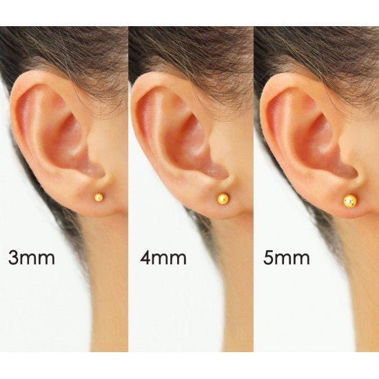 5 mm Gold Plated Piercing Ball 925 Silver Stud Earrings - Studs