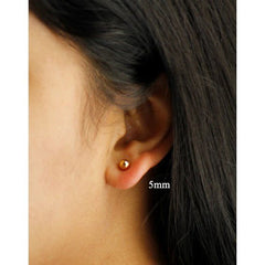 5 mm Gold Plated Piercing Ball 925 Silver Stud Earrings - Studs