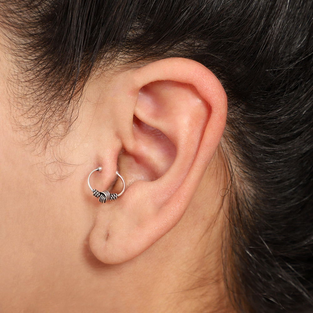 Pure 92.5 Sterling Silver Designer Press On Knots Nose Ring with No Piercing required