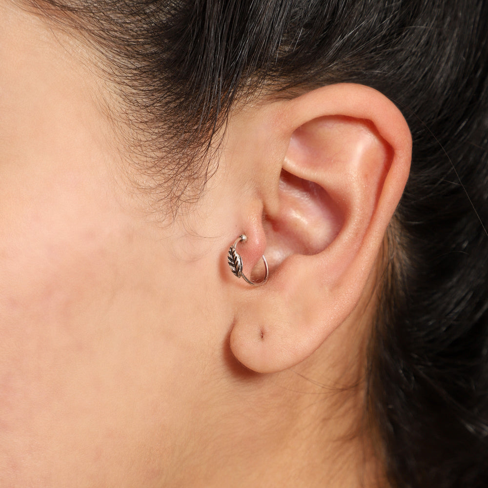 Designer Clip On Leaf nose Ring in 92.5 Silver