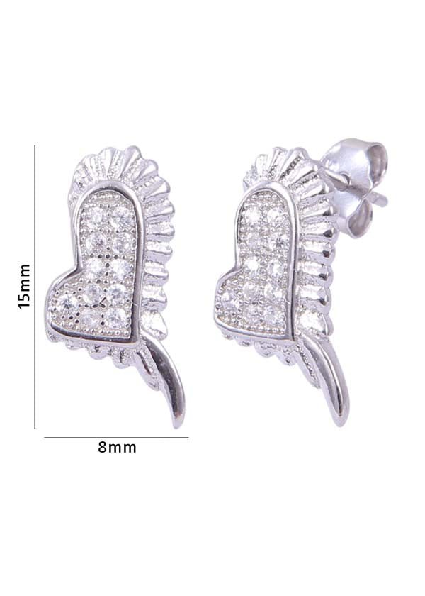 925 Sterling Silver Adorable Heart Shape Cz Studs - Studs