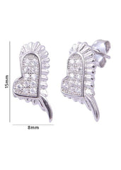 925 Sterling Silver Adorable Heart Shape Cz Studs - Studs
