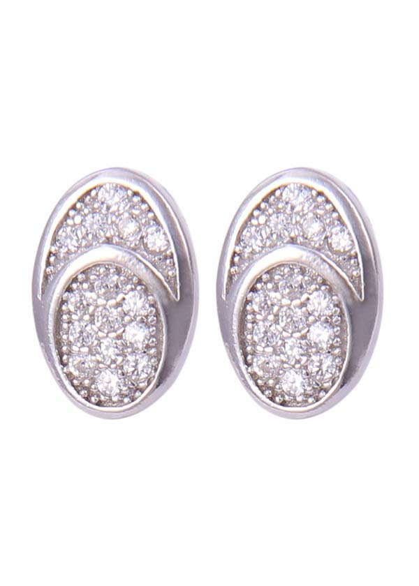 925 Sterling Silver Chic Pair of Cubic Zircon Stud Earrings - Studs
