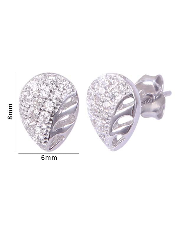 925 Sterling Silver Cute Leaf Shape Cz Studs - Studs