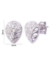 925 Sterling Silver Cute Leaf Shape Cz Studs - Studs
