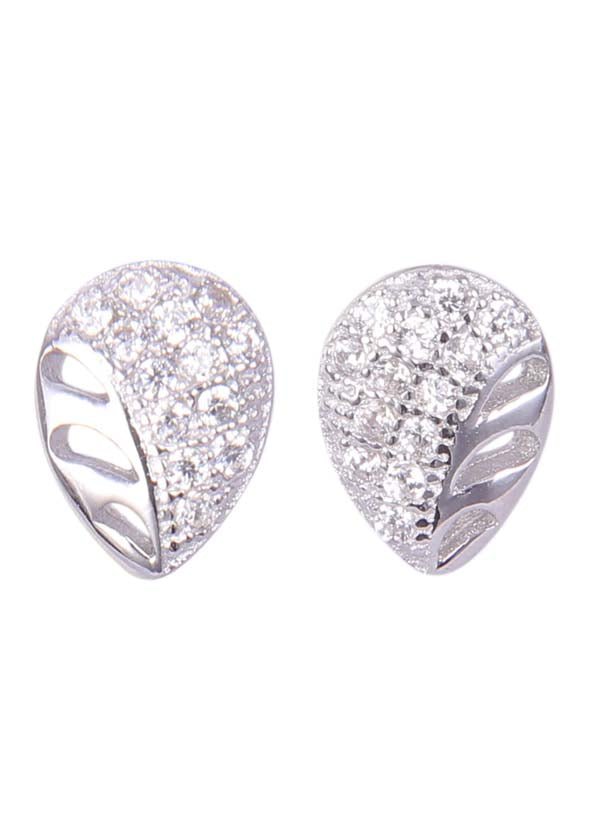 925 Sterling Silver Cute Leaf Shape Cz Studs - Studs