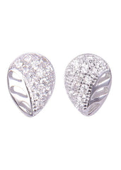 925 Sterling Silver Cute Leaf Shape Cz Studs - Studs