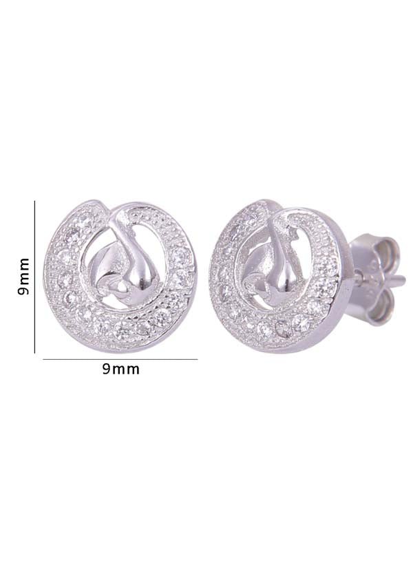 925 Sterling Silver Designer Cubic Zircon Stud Earrings - Studs