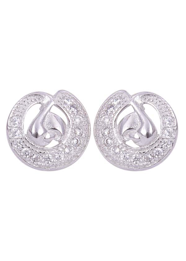 925 Sterling Silver Designer Cubic Zircon Stud Earrings - Studs