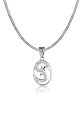 92.5 Sterling Silver Designer CZ Pendant with Silver Chain - Pendants