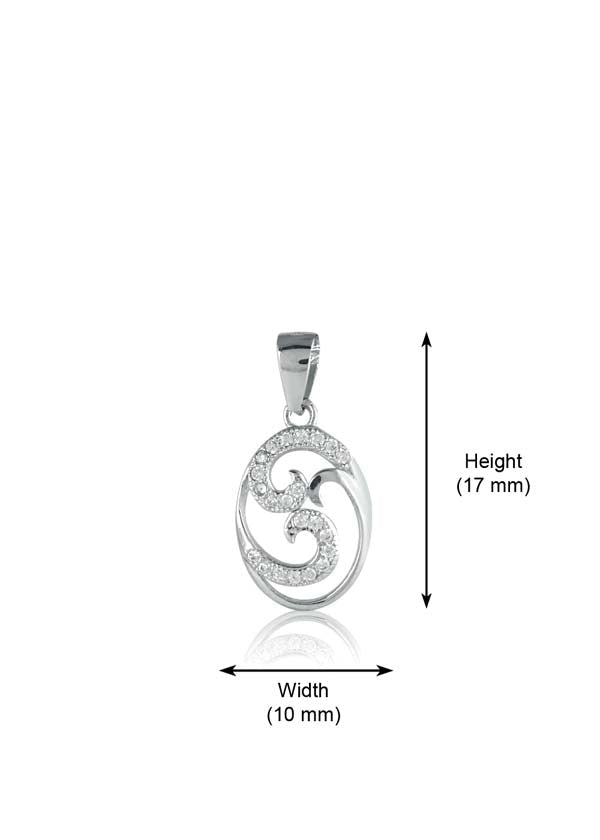 92.5 Sterling Silver Designer CZ Pendant with Silver Chain - Pendants