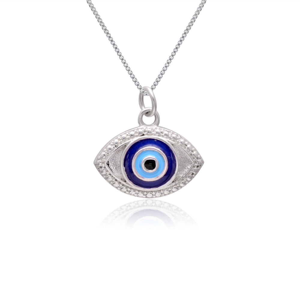 92.5 Sterling Silver Designer Evil Eye Unisex Pendant with Silver Chain - Pendants