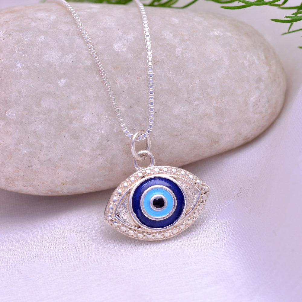 92.5 Sterling Silver Designer Evil Eye Unisex Pendant with Silver Chain - Pendants