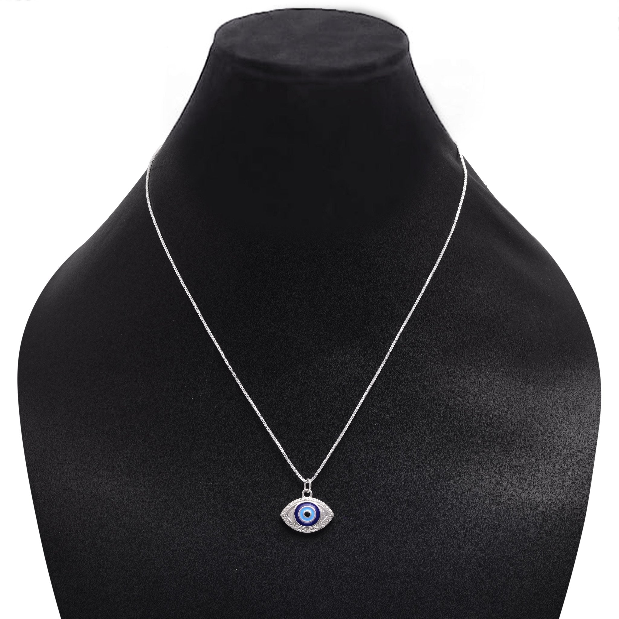 92.5 Sterling Silver Designer Evil Eye Unisex Pendant with Silver Chain - Pendants