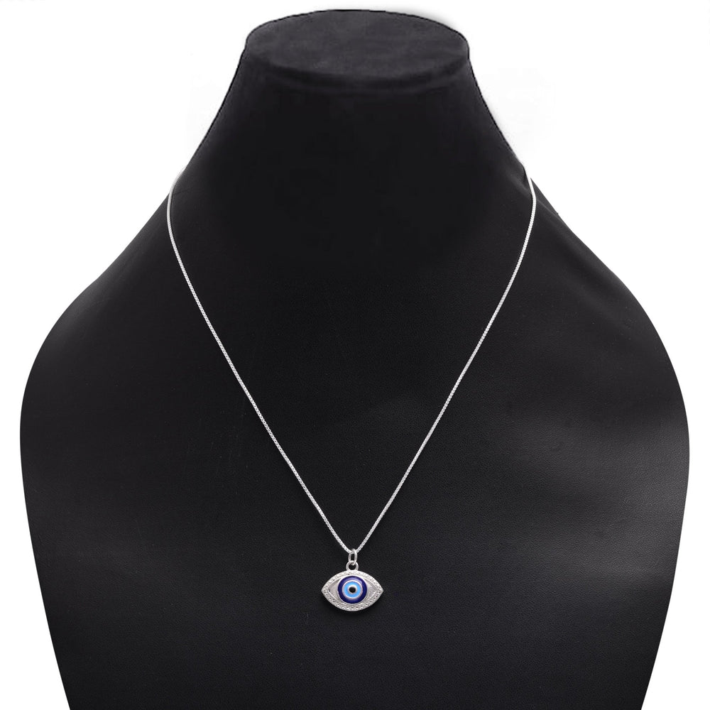 92.5 Sterling Silver Designer Evil Eye Unisex Pendant with Silver Chain - Pendants