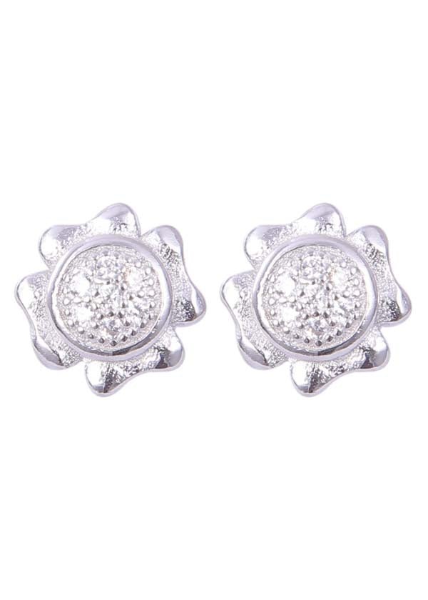 925 Sterling Silver Designer Flower shape Cz Studs - Studs
