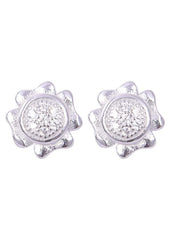 925 Sterling Silver Designer Flower shape Cz Studs - Studs