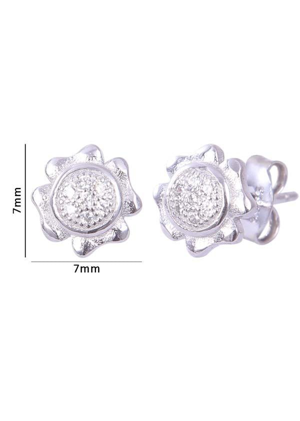 925 Sterling Silver Designer Flower shape Cz Studs - Studs
