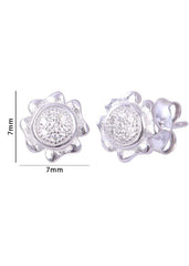 925 Sterling Silver Designer Flower shape Cz Studs - Studs