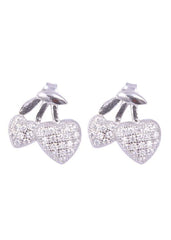 925 Sterling Silver Designer Love Heart Studs With Cubic Zirconia CZ Stones - Studs