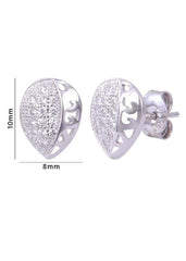 925 Sterling Silver Designer Love Heart Studs With Cubic Zirconia CZ Stones - Studs