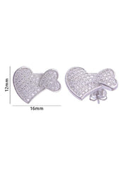 925 Sterling Silver Designer Love Heart Studs With Cubic Zirconia CZ Stones - Studs