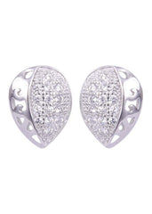925 Sterling Silver Designer Love Heart Studs With Cubic Zirconia CZ Stones - Studs