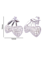 925 Sterling Silver Designer Love Heart Studs With Cubic Zirconia CZ Stones - Studs