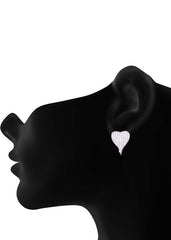 925 Sterling Silver Designer Love Heart Studs With Cubic Zirconia CZ Stones - Studs
