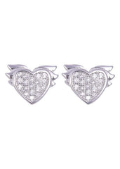 925 Sterling Silver Designer Love Heart Studs With Cubic Zirconia CZ Stones - Studs