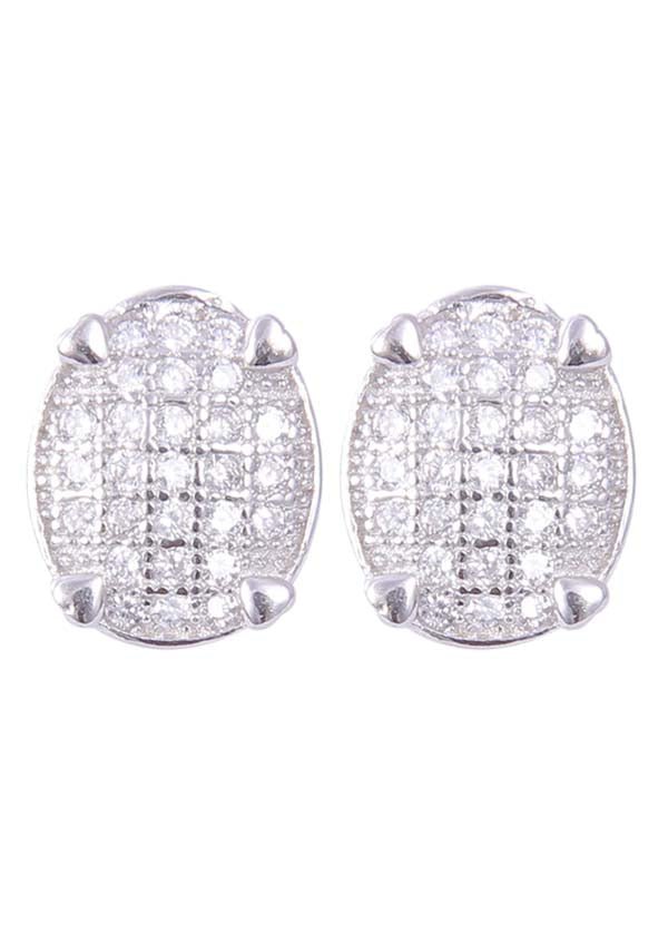 925 Sterling Silver Designer Oval Shape Cz Studs - Studs