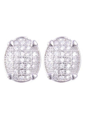 925 Sterling Silver Designer Oval Shape Cz Studs - Studs