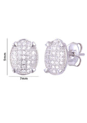925 Sterling Silver Designer Oval Shape Cz Studs - Studs
