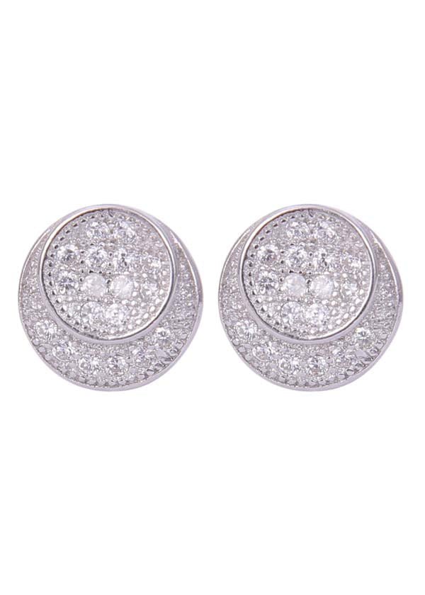 925 Sterling Silver Designer Pair of Cubic Zircon Stud Earrings - Studs