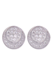 925 Sterling Silver Designer Pair of Cubic Zircon Stud Earrings - Studs
