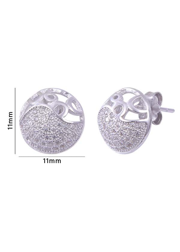 925 Sterling Silver Designer Round Shape Cz Studs - Studs
