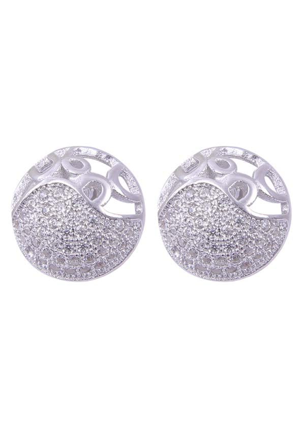 925 Sterling Silver Designer Round Shape Cz Studs - Studs
