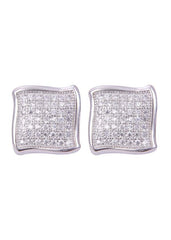 925 Sterling Silver Designer Square Shape Cubic Zircon Stud - Studs